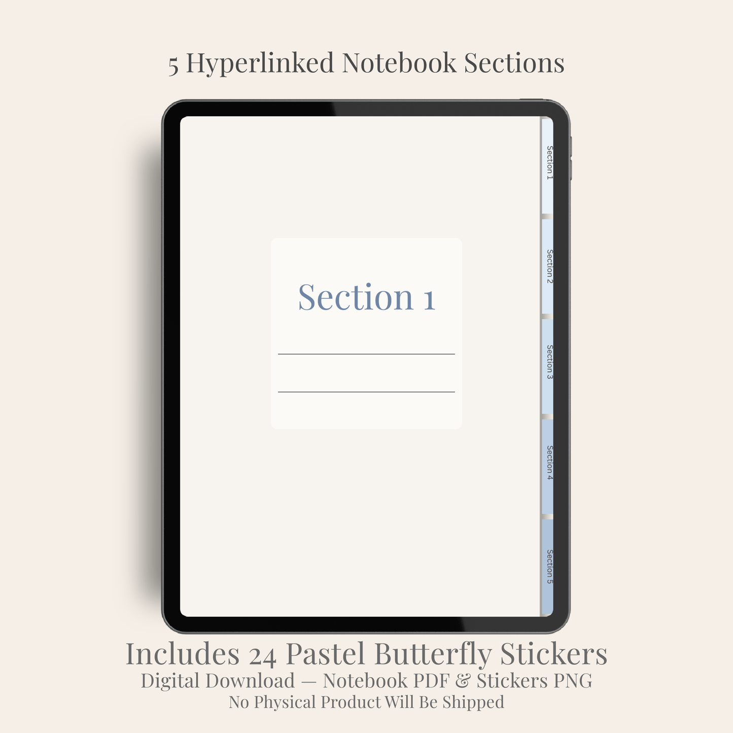 2026 Digital Notebook — Hyperlinked • 5 Sections • Includes 24 Butterfly Stickers (PDF + PNG) Digital Notebook
