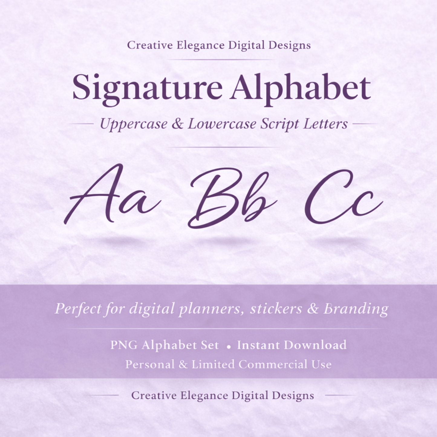 Creative Elegance Signature Alphabet – Allura Script PNG Digital Font