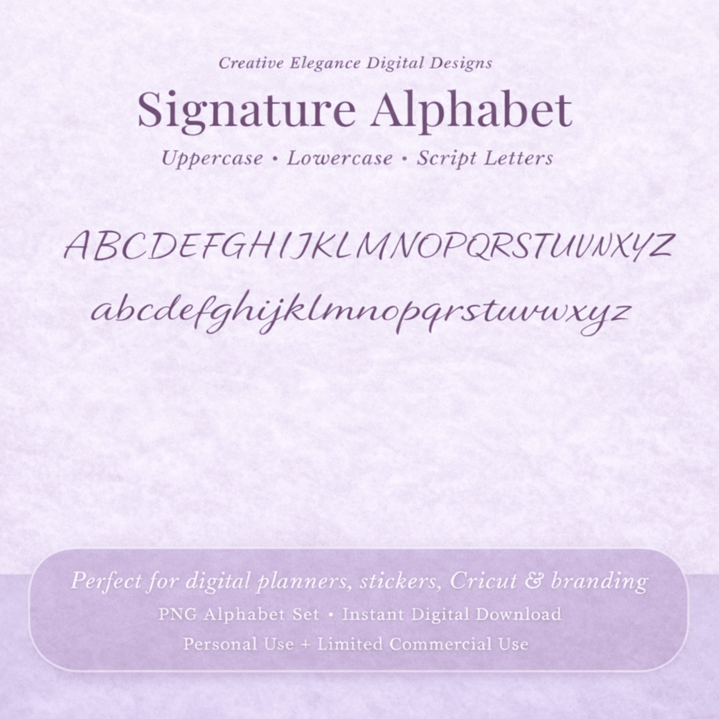 Creative Elegance Signature Alphabet – Allura Script PNG Digital Font