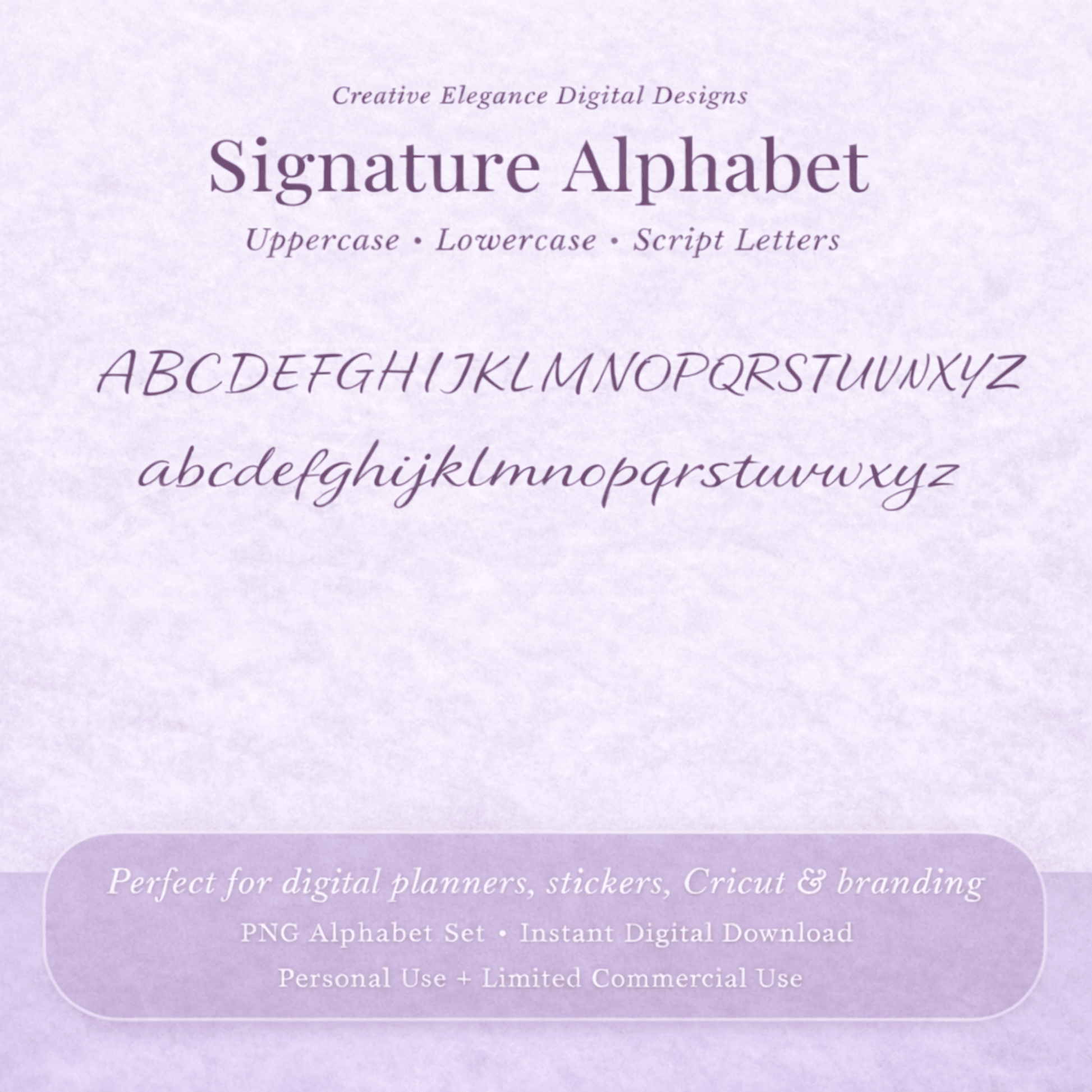 Creative Elegance Signature Alphabet – Allura Script PNG Digital Font