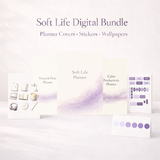 Soft Life Digital Bundle | Planner Covers • Stickers • Wallpapers Digital Planner Accessories